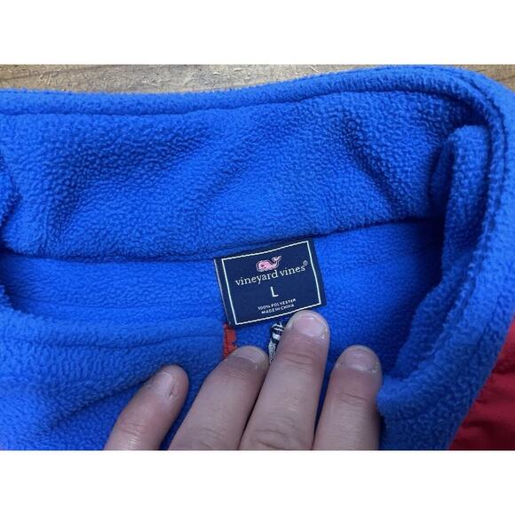 Vineyard Vines Sweater Adult Large Blue Fleece 1/4 Zip Pullover Shep Shirt Red - Picture 8 of 11